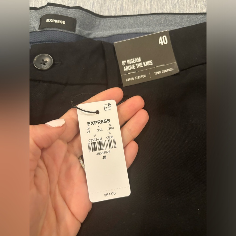 Express men black shorts size 40 8” above the knee brand new